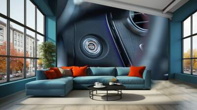 Start-Stop button, from modern german car to start and turn off the motor, closeup. Wall mural