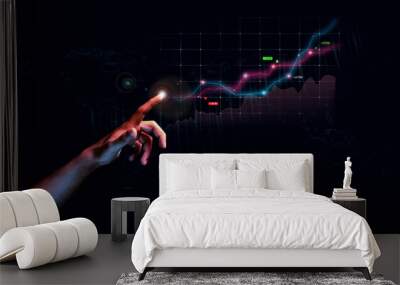 Businessman hand finance business chart of metaverse technology financial graph investment Wall mural