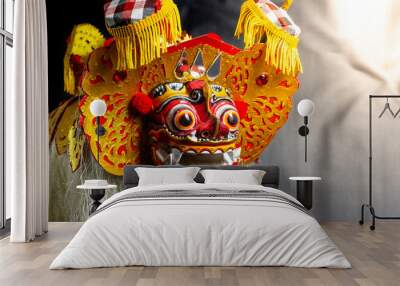 colorful replica barong bali with a black background Wall mural