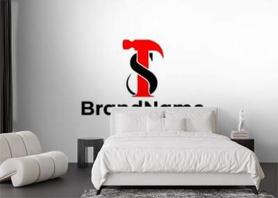 TS Hammer Logo Design Vector Wall mural