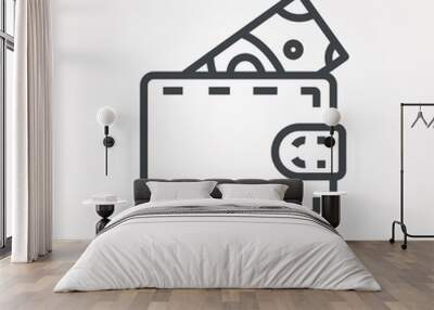 Line icon wallet Wall mural