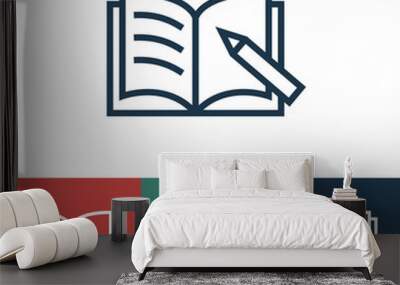 Linear vector icon with notepad and pencil Wall mural