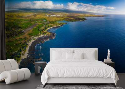 Aerial panorama of the western coastline of the Big Island, Hawaii Wall mural