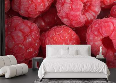 Group of ripe raspberries background Wall mural