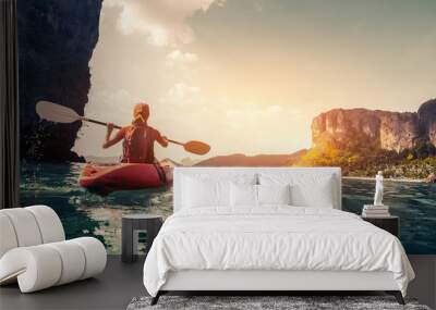 Lady with kayak Wall mural