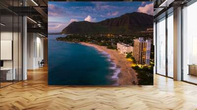 Papaoneone beach on the west coast of Oahu at twilight, Hawaii Wall mural