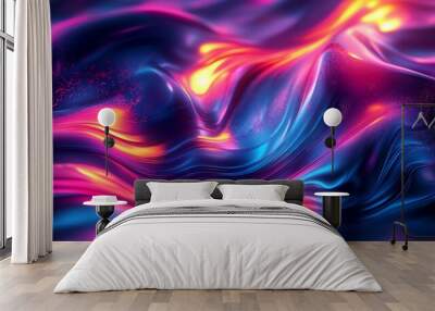 Abstract background with a swirling, colorful pattern of blue, pink, and orange hues. Wall mural