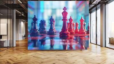 Chess Kingpiece on Board, Business Strategy, Leader. Wall mural