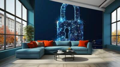 cyber security digital padlock save Wall mural