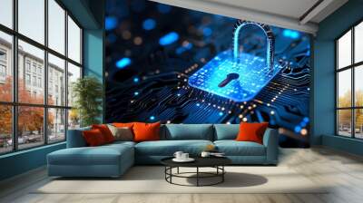 cyber security technology save Wall mural