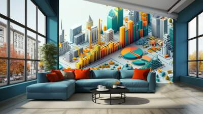 dynamic world of economic growth illustration Wall mural