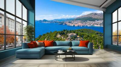 Aerial view of Dubrovnik and Lokrum island in Croatia Wall mural