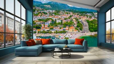 Aerial view of Herceg Novi in Montenegro Wall mural