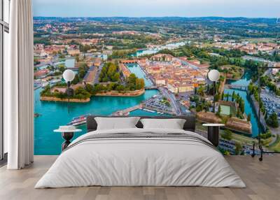 Aerial view of Italian town Peschiera del Garda Wall mural