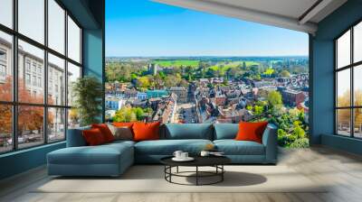 Aerial view of the Warwick castle, England Wall mural