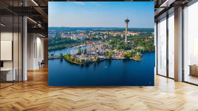 Panorama view of Särkänniemi amusement park in Tampere, Finland Wall mural