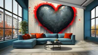 Edgy Abstract Heart Symbol in Grunge Style Expressing Love and Emotion Wall mural