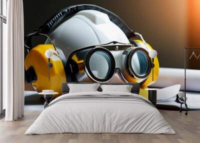 Essential Safety Gear: Importance of Helmets and Goggles for Workplace Protection Wall mural