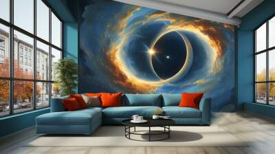 Eternal Embrace of Binary Stars: A Celestial Dance through the Cosmic Void Wall mural