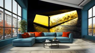 Shimmering Gold Bar Against a Dark Backdrop Wall mural