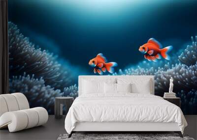 Tranquil Underwater World of a Goldfish in Peaceful Surroundings Wall mural