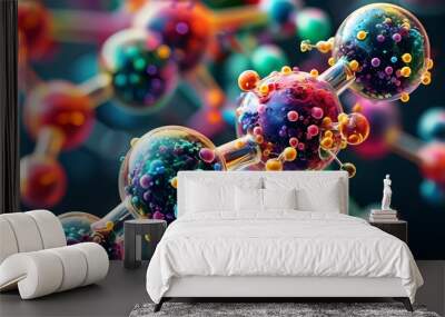 Vibrant and intricate molecular model showcasing the beauty of chemistry, biology, and pharmaceutical sciences Wall mural