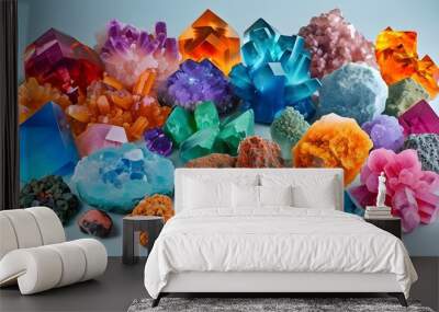 Vibrant display of colorful crystals and minerals highlighting the breathtaking beauty of nature Wall mural