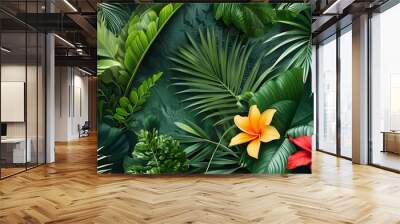 Vibrant tropical plant texture evoking a refreshing summer atmosphere Wall mural