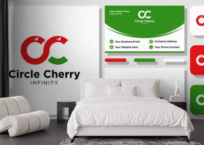 Initial letter C CC infinity simple icon fresh with business card template  Wall mural