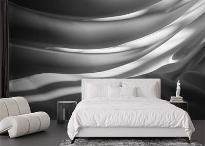 A minimalist photograph with a black and white background, showcasing soft and airy compositions. Wall mural