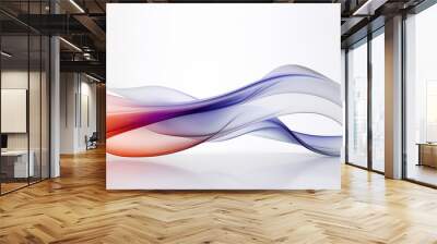 A wave of colored smoke creates smooth, flowing lines on a white surface, resembling ethereal, fluid forms. Wall mural