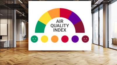 Air Qquality Index numerical scale. Different information about local air quality, impact of air pollution on health and environment. Vector illustration. Wall mural