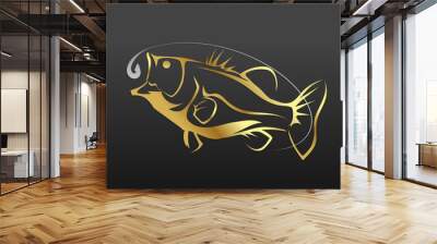 Fishing championship logo vector illustration 2 Wall mural