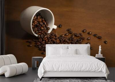 Coffee bean and white cup Wall mural