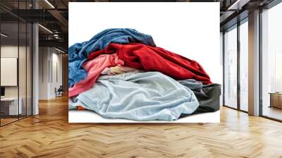 Used clothes isolated on white background Wall mural