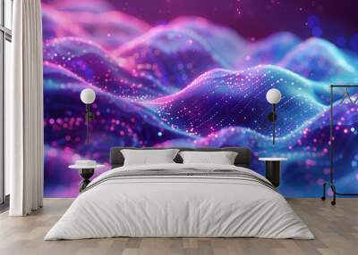 wave blue future background design Wall mural