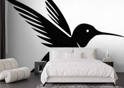 Humming bird silhouette drawing cartoon Wall mural