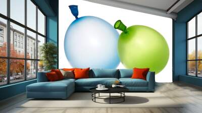  Blue and green balloon isolated on white background Wall mural