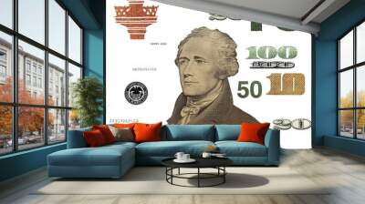 10 $ banknote, photo dollar bill elements isolated on white Wall mural