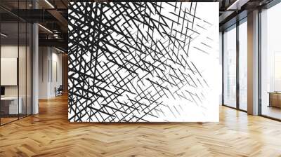 black grunge line sketches shading isolated on white background Wall mural