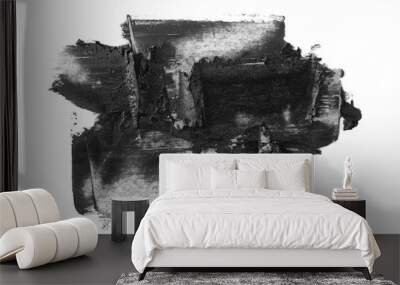 Black oil brush strokes, paint isolated on white background Wall mural