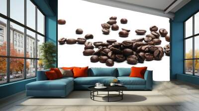 Coffee beans isolated on white background Wall mural