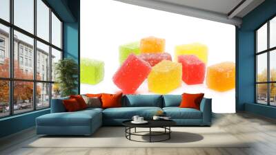 Colorful jelly sugar candies isolated on white background Wall mural