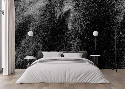 Crystal salt isolated on black background, top view Wall mural