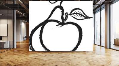 doodle apple and pear, charcoal line art Wall mural