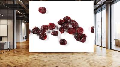 Dried cranberries isolated on white background, top view Wall mural