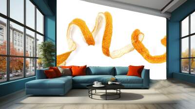 Dried orange peel, curly isolated on white background Wall mural