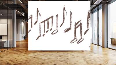 Grunge chalk hand draw in shape music notes, icon isolated on white Wall mural