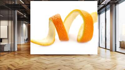 Orange peel isolated on white background Wall mural