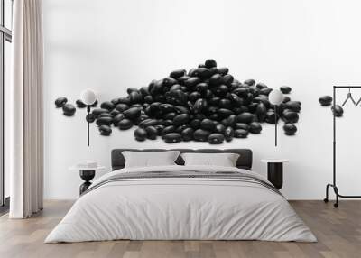 Organic black beans pile, isolated on white background Wall mural